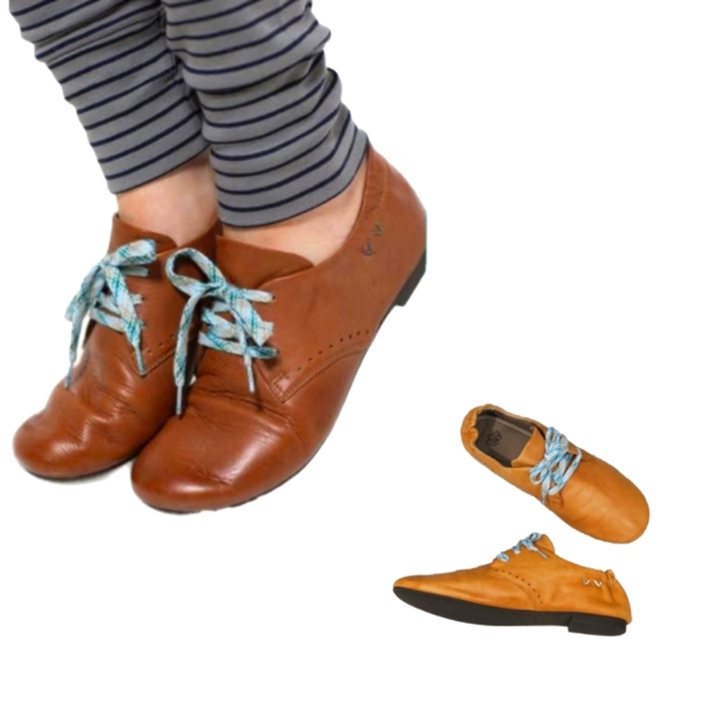 NANCYBIRD "Morton" Handmade Genuine Sheep Leather Lace-Up Ballet Flat